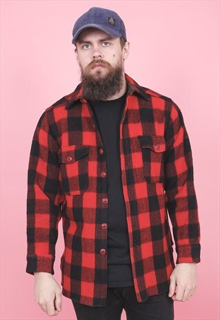 VINTAGE WOOLRICH CHECK LUMBERJACK SHIRT /R8033