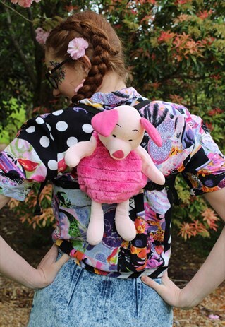 VINTAGE 90S PINK DISNEY PIGLET SOFT TOY FESTIVAL BACKPACK