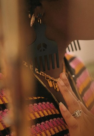 AFRO PICK ACRYLIC STUD EARRINGS