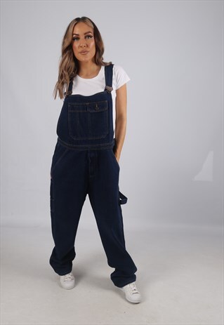 VINTAGE DENIM DUNGAREES WIDE STRAIGHT UK 14 - 16 (EAC)
