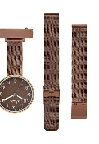 ANNIE APPLE INTERCHANGEABLE BROWN MESH FOB WRIST WATCH