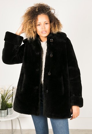 VINTAGE 80S FAUX FUR COAT / R017