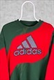 VINTAGE REWORKED ADIDAS SWEATSHIRT SPELL OUT GREEN RED