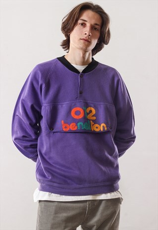 80'S VINTAGE MENS BENETTON BIG LOGO PULLOVER SWEATER