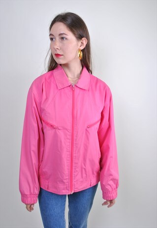 70S PINK COLLARED SPORT JACKET, FESTIVAL BRIGHT BOMBER