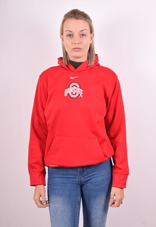 NIKE WOMENS VINTAGE OHIO STATE HOODIE JUMPER LARGE RED 90S