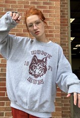Home Run Grey Varsity Sweatshirt Preppy
