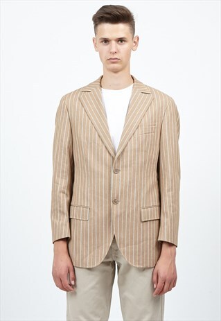 VINTAGE BROWN HUGO BOSS STRIPED BLAZER JACKET