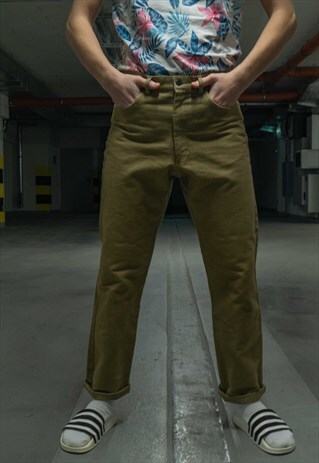 VINTAGE GREEN KHAKI BARBOUR COTTON CASUAL