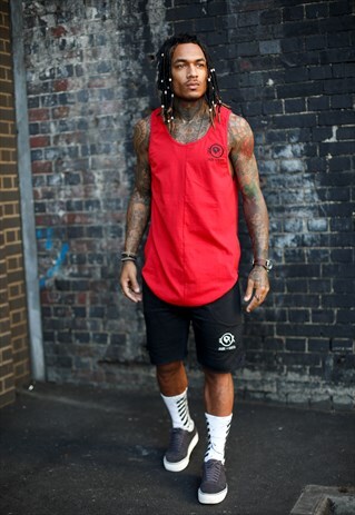 UXR RED CURVED HEM TANK TOP