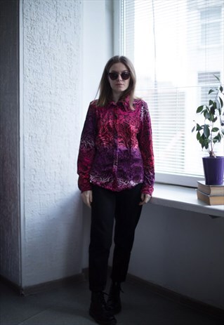 VINTAGE 70'S MULTICOLOUR PATTERNED VELVET SHIRT
