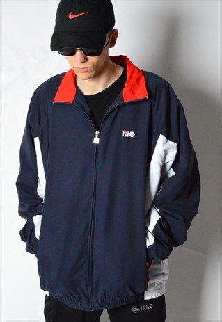 VINTAGE 90S NAVY BLUE FILA TRACK JACKET