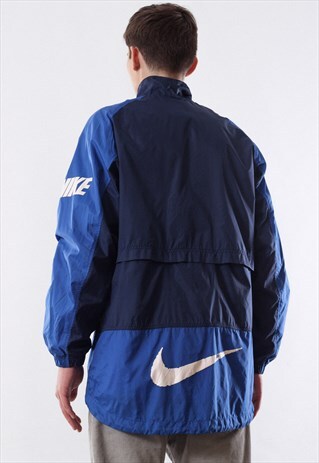 VINTAGE NIKE WINDBREAKER 90S BLUE BIG LOGO COAT