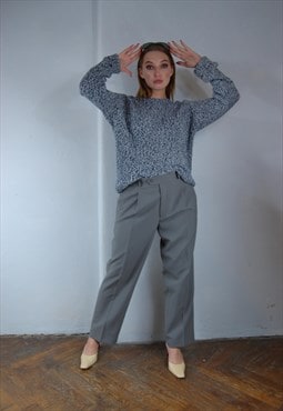 Vintage y2k unisex cool crochet baggy jumper in dark grey
