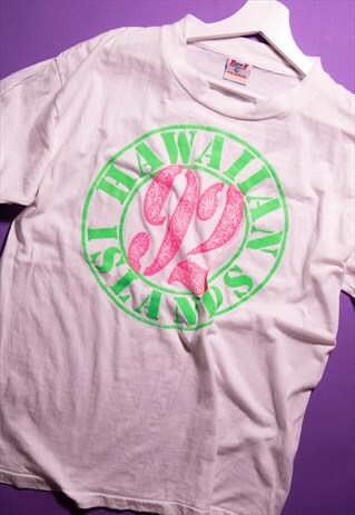 VINTAGE T-SHIRT WHITE HAWAIIAN 90S USA LARGE