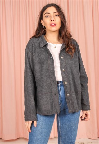 VINTAGE 90S FLEECE JACKET IN GREY