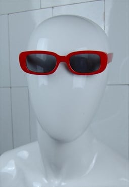 New oval festival glam rave bright unisex sunglasses in red