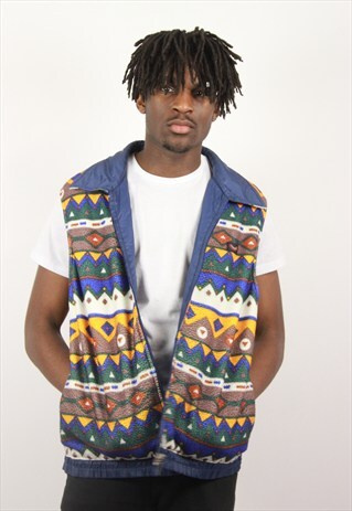 VINTAGE FLEECE PATTERNED REVERSIBLE JACKET