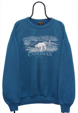 Vintage Canadian 90s Graphic Blue Sweatshirt Womens