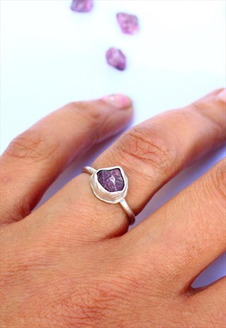RAW RUBY GEMSTONE RING HANDMADE IN STERLING SILVER