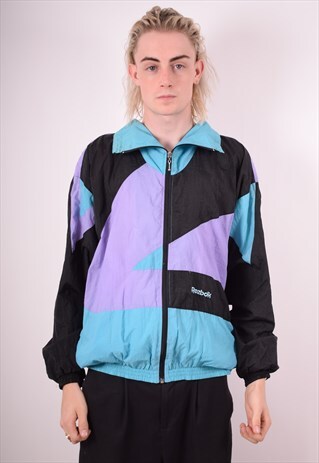REEBOK MENS VINTAGE TRACKSUIT TOP JACKET MEDIUM MULTI 90S