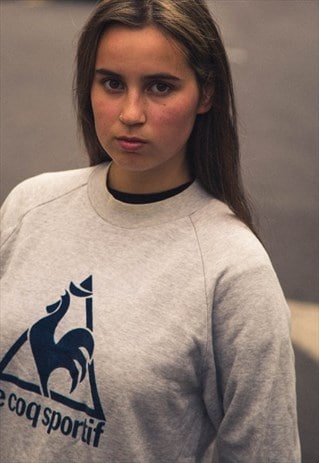 CLASSIC RETRO LE COQ SPORTIF SWEATSHIRT IN GREY AND NAVY