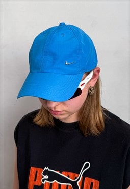 Vintage Y2K iconic sporty baseball cap in cerulean blue