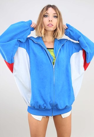 VINTAGE 90S OVERSIZED VELOUR TRACK TOP