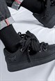 CHUNKY SOLE SNEAKERS HIGH PLATFORM BUTTERFLY SHOES IN BLACK