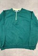 VINTAGE SWEATSHIRT PLAIN 1/4 ZIP JUMPER WITH DOUBLE COLLAR