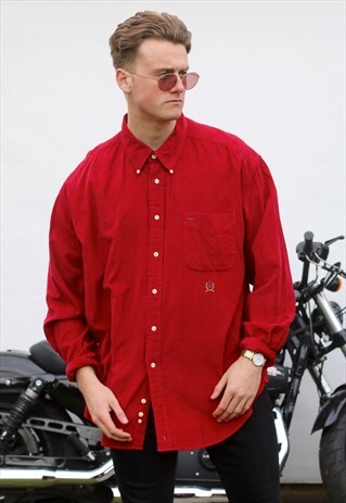 TOMMY HILFIGER USA LUST RED NEEDLE CORDUROY SHIRT
