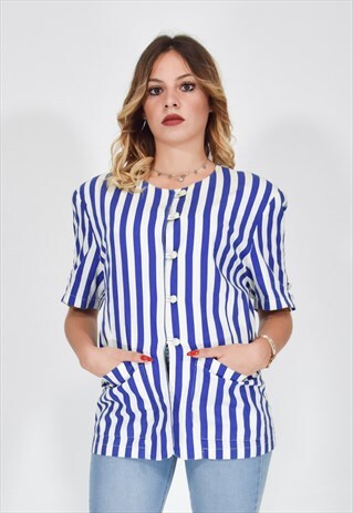 LAURA BIAGIOTTI SHIRT AND CASUAL BLOUSES WHITE AND BLUE