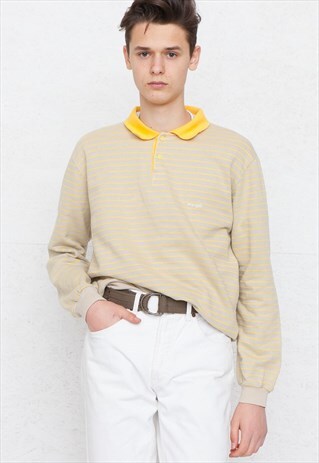 90S VINTAGE YELLOW WRANGLER LONG SLEEVE POLO SHIRT TOP