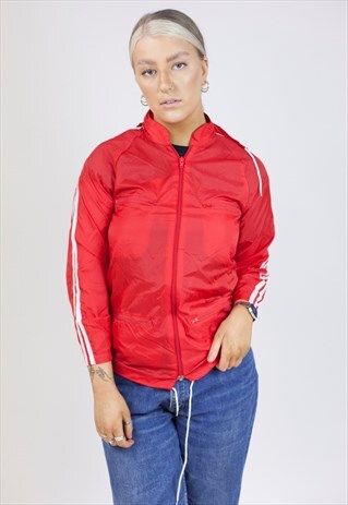 VINTAGE 90S RED HOODED SHELL JACKET