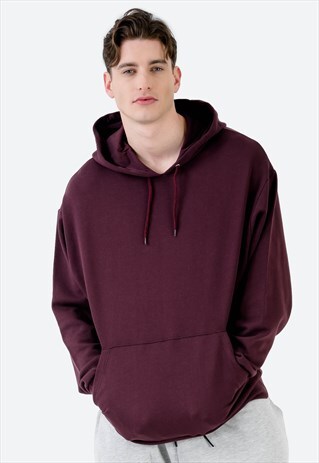 OVERSIZED BASIC HOODIE IN OXBLOOD IN HEAVYWEIGHT JERSEY