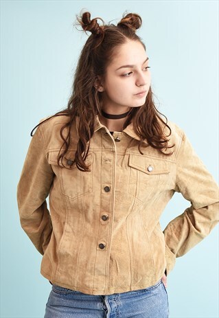 Y2K GENUINE SUEDE NEUTRAL BLAZER JACKET