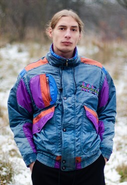 Vintage 90s Iridescent Colour Block Winter Ski Jacket