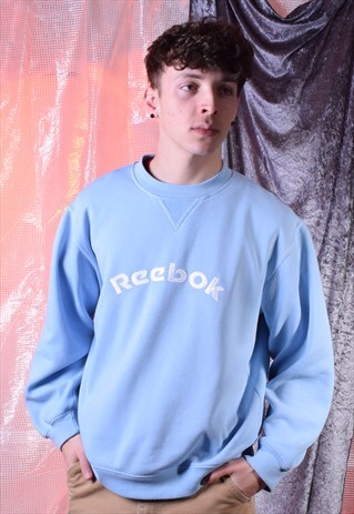 VINTAGE REEBOK BABY BLUE EMBROIDERED SWEATSHIRT