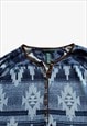 VINTAGE Y2K WOMEN'S RALPH LAUREN BLUE AZTEC TOP