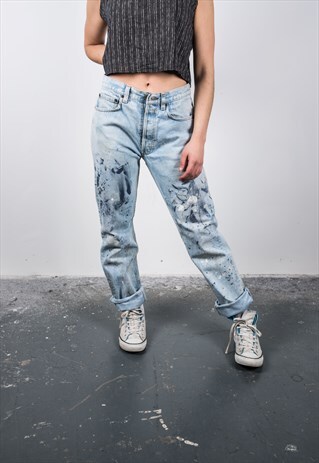 VINTAGE HIGH-WAISTED BLUE LEVI'S 501 PAINT MOM JEANS