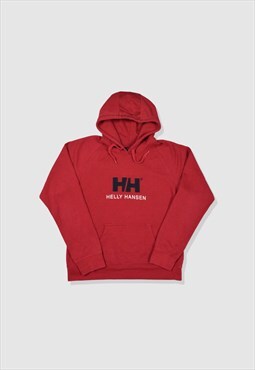 Vintage 90s Helly Hansen Embroidered Logo Hoodie in Red