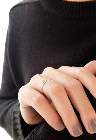 CUTE CAT RING WOMEN STERLING SILVER RING