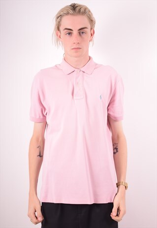 POLO RALPH LAUREN MENS VINTAGE POLO SHIRT MEDIUM PINK 90S