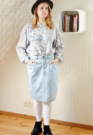 LIGHT BLUE FIRM DENIM SKIRT