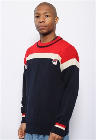 VINTAGE FILA WOOL LOGO JUMPER BLUE