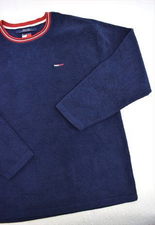 VINTAGE 90S TOMMY HILFIGER NAVY FLEECE JUMPER