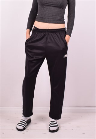 ADIDAS WOMENS VINTAGE TRACKSUIT TROUSERS W32 L28 BLACK 90'S
