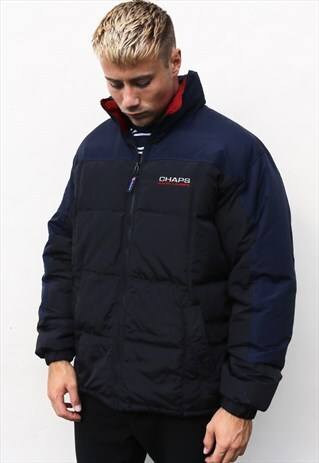 BLACK AND NAVY CHAPS RALPH LAUREN PUFFER JACKET