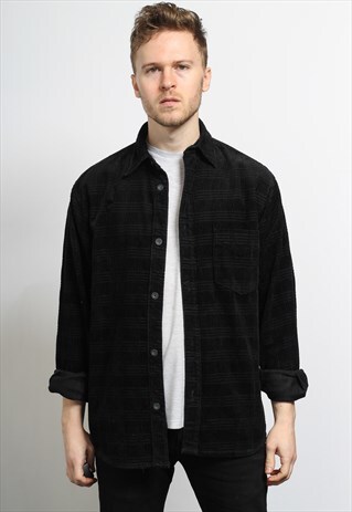 VINTAGE CORDUROY CORD SHIRT BLACK