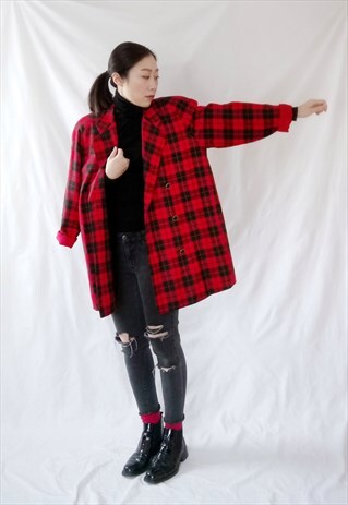 VINTAGE 90S CLASSIC RED CHECK BLAZER
